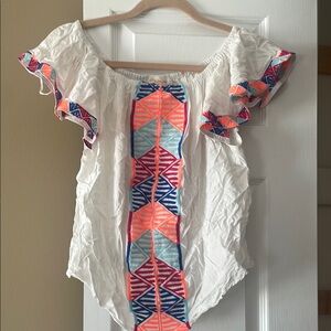 Colorful Geometric Patterned Women's Top